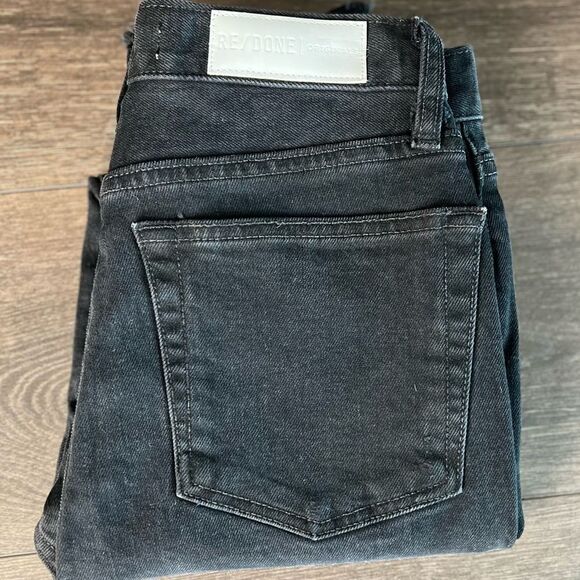 Re/Done 90s High-Rise Ankle Crop in Universe Coal Black, Distressed-Size 26-NWOT - Picture 10 of 13